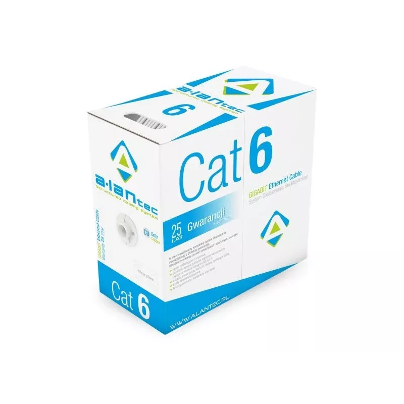 Alantec KIU6LSOH305D Kábel U/UTP Cat.6 LSOH, 305 m, sivý, 23 AWG