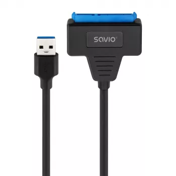 SAVIO SATA na USB 3.1 Gen 1 rozhranie kábel AK-68, SATA konektor samica na USB-A konektor samec, 5 Gbit/s, 0,25 m, čierna