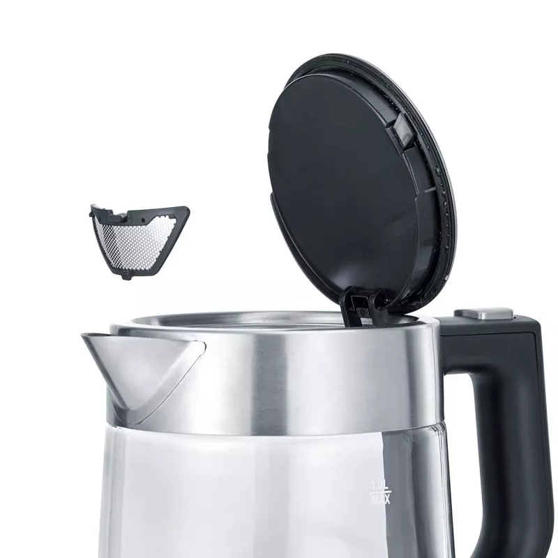 Severin WK 3468 Kanvica na vodu 1 l 2200 W čierna, nehrdzavejúca oceľ, transparentná