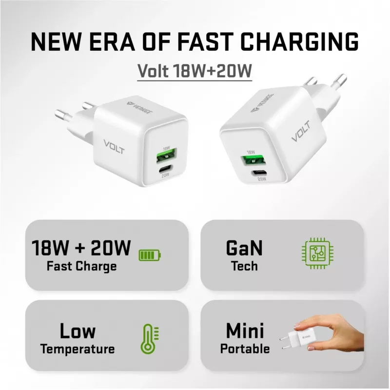USB-C/A sieťová nabíjačka YENKEE YAC G38 20W 3A Power Delivery (USB-C a USB-A)
