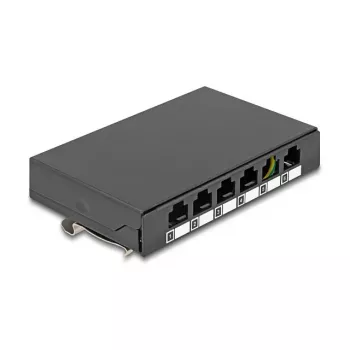 DELOCK zaslepovací panel 6-port pre Keystone RJ moduly, čierny, kov, pre montáž na stôl/stenu/lištu DIN