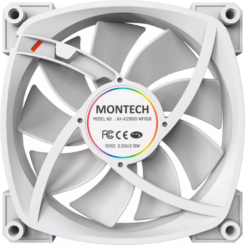 Montech AX120 120mm PWM ARGB skriňový ventilátor, balenie 3 ks, biela