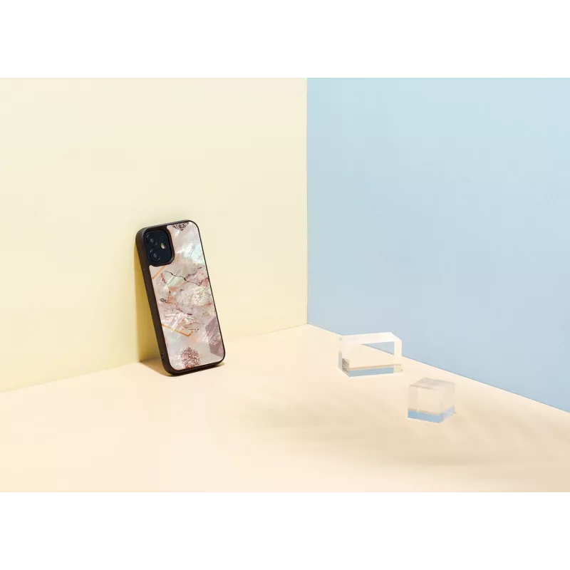 Ochranné puzdro iKins pre Apple iPhone 12 mini — ružový mramorový vzor, tenké prevedenie