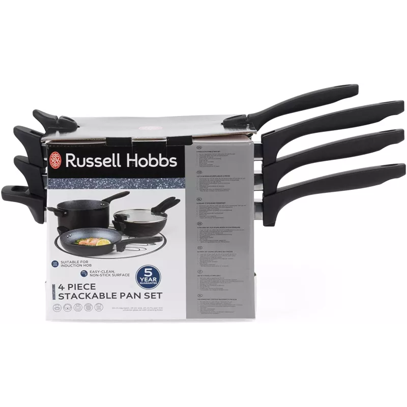 Sada hrncov Russell Hobbs RH01840EU7 – 4-dielna stohovateľná, metalická mramorovaná