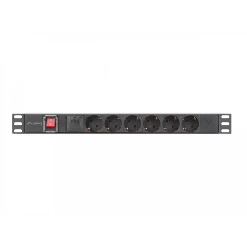 Lanberg PDU-05F-0200-BK jednotka rozvodu napájania (PDU) 5 AC výstupov 1U čierna