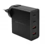 Qoltec GaN POWER PRO nabíjačka | 2xUSB-C | 2xUSB | 130W | 5-20V | 1.5-5A | XP | čierna