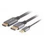 Lanberg CA-HDDP-20CU-0018-BK videokábel adaptér 1,8 m DisplayPort HDMI + USB čierny, strieborný