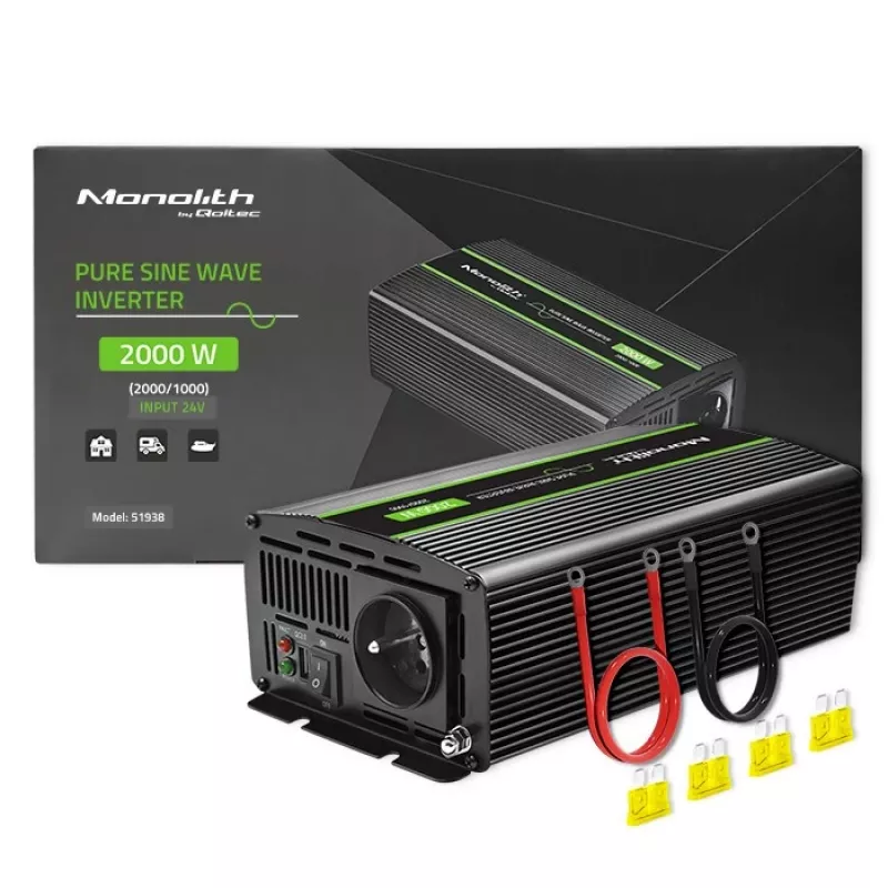 Automobilový menič Qoltec Monolith 2000 W čierna 24 V