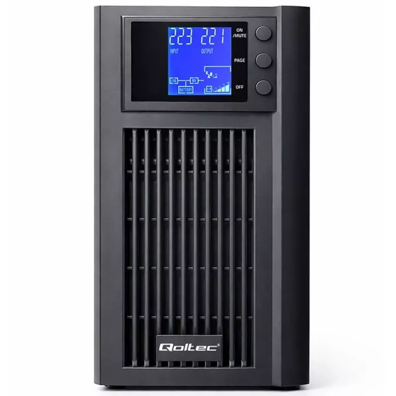 UPS QOLTEC Pure Sine Wave 3kVA 2400W s AVR a LCD displejom