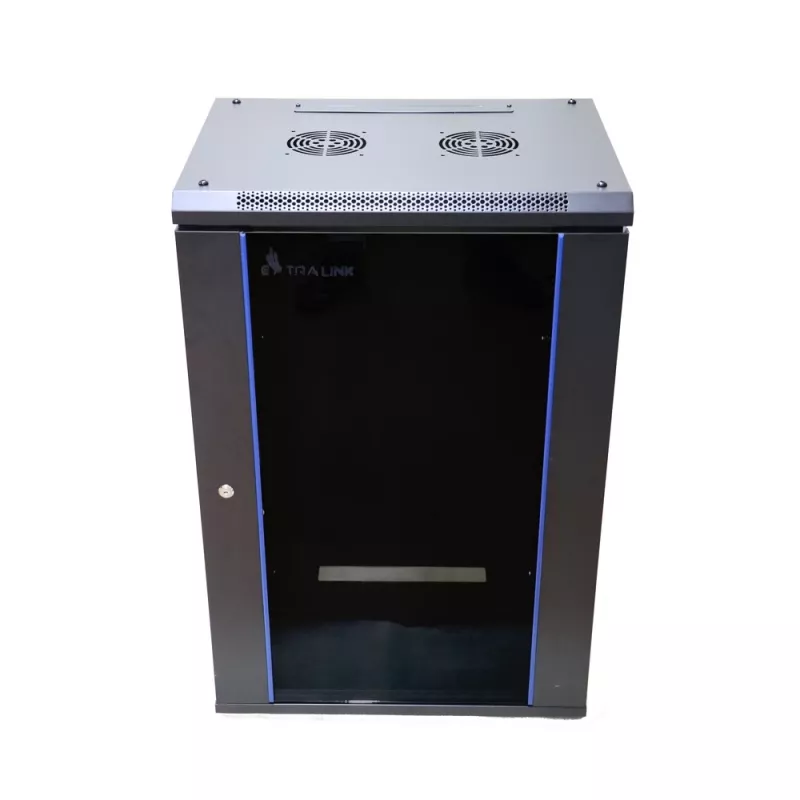 Nástenný rack Extralink racková skriňa 18U 600x600 čierna kľúčový zámok