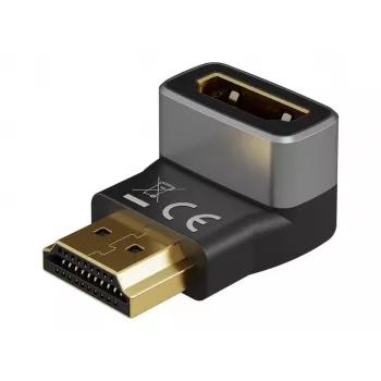 Goobay 72011 HDMI™ uhlový adaptér 270° vertikálny, 8K @ 60 Hz, pozlátený, čierny, strieborný | Goobay