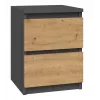 Nočný stolík Topeshop M2 ANTRACYT/ARTISAN 2 zásuvky antracit dub drevo