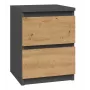 Nočný stolík Topeshop M2 ANTRACYT/ARTISAN 2 zásuvky antracit dub drevo