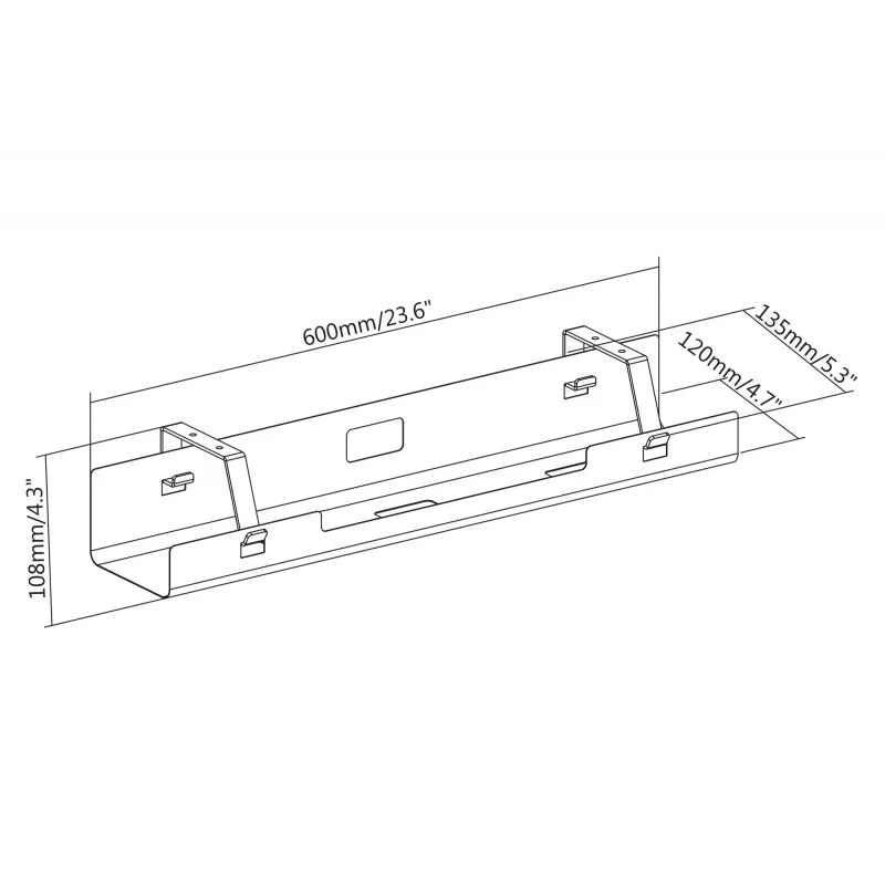 Digitus DA-90450 káblový manažment vanička 600x135x108mm čierna oceľ 1