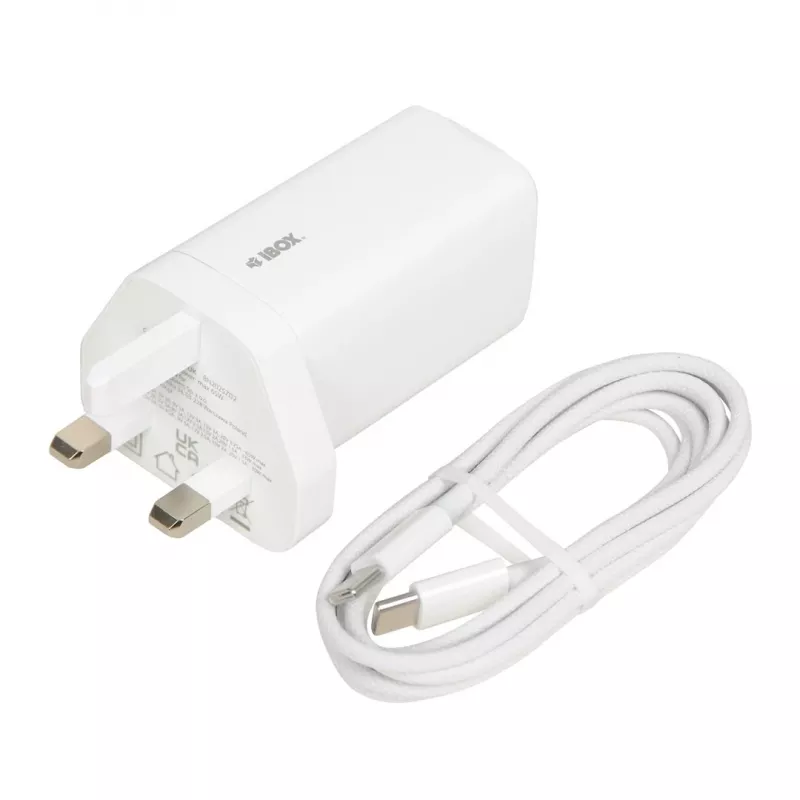 iBOX C-65 biely, GaN 65W univerzálna nabíjačka UK konektor