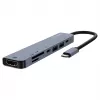 USB Type-C hub SAVIO AK-82 s HDMI, MicroSD, USB 3.2 Gen1, PD priechod, 4K@30Hz, 5000 Mbit/s, čierny