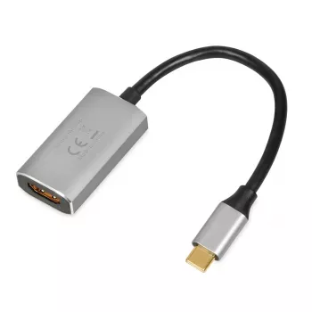IBOX USB-C na HDMI adaptérový kábel, model IACFAK, USB-C (konektor samec) na HDMI (konektor samica), 4K 60 Hz, rovný konektor, strieborný