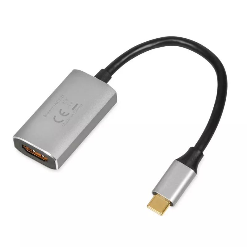 IBOX USB-C na HDMI adaptérový kábel, model IACFAK, USB-C (konektor samec) na HDMI (konektor samica), 4K 60 Hz, rovný konektor, strieborný