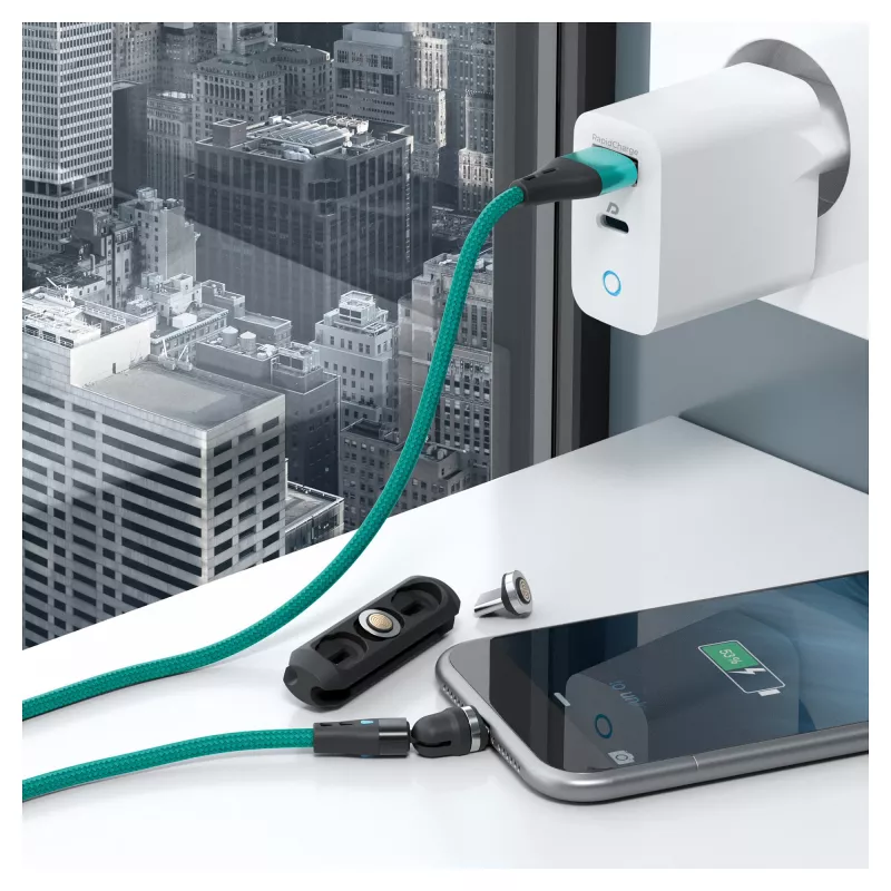USB kábel RealPower MagneticCharge3 2 m USB A zelený rýchle nabíjanie prenos dát