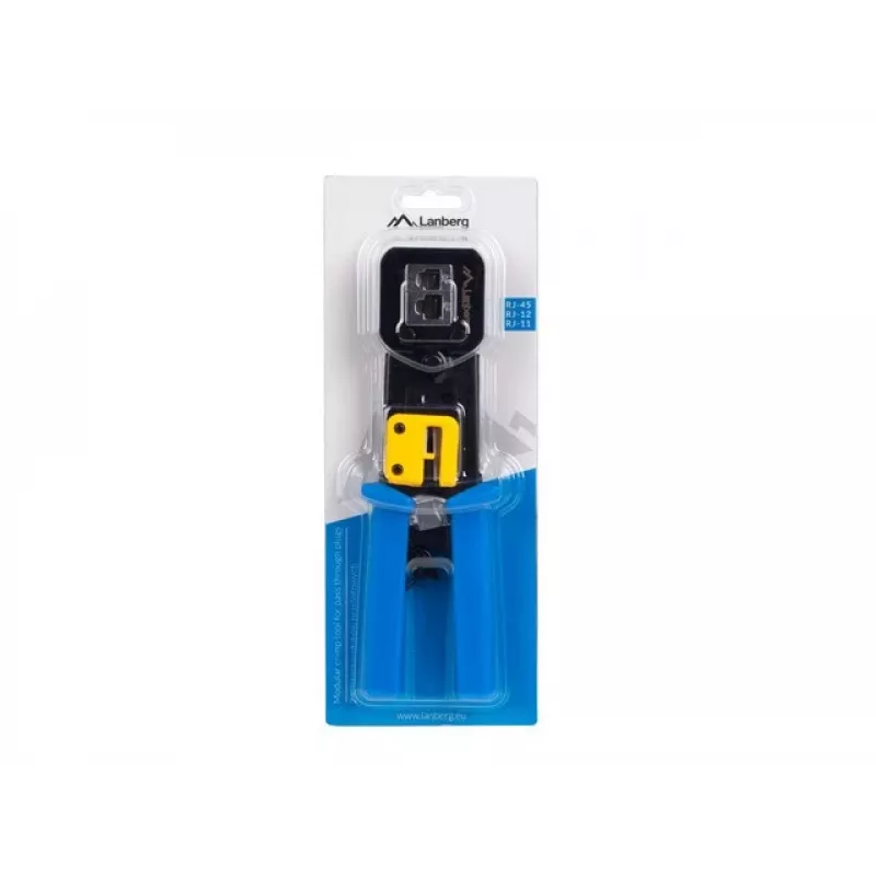 Lanberg NT-0204 krimpovacie kliešte na priechodné konektory RJ45, RJ12, RJ11, čierno-modré