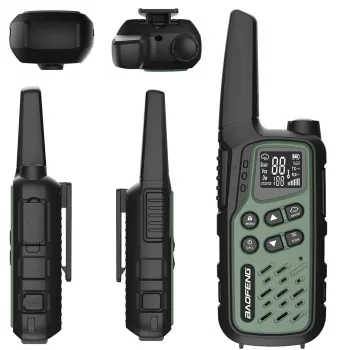 Ručná vysielačka Baofeng BF-T25E — 16 kanálov, 2×1400 mAh Li-Ion, VOX, LCD, zelená, sada 2 ks