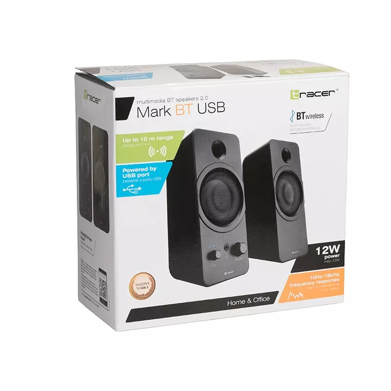 Desktop 2.0 TRACER Mark Reproduktory 12 W, napájanie USB, Bluetooth, 2-pásmové, 2 meniče, čierne