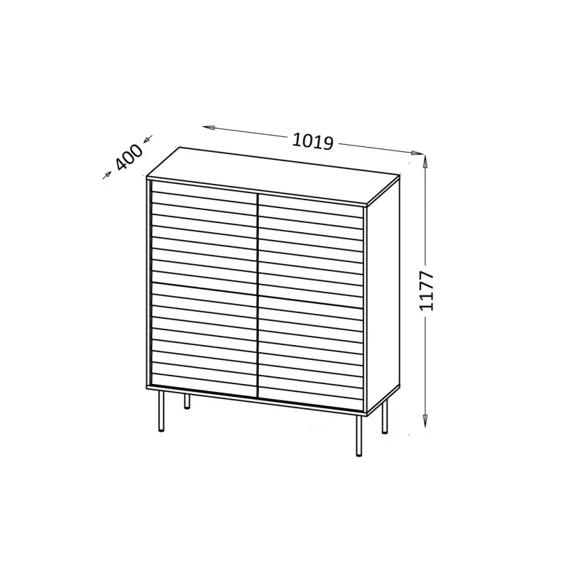 Cama 4D CORTINA komoda 102x40x118 čierna/orech