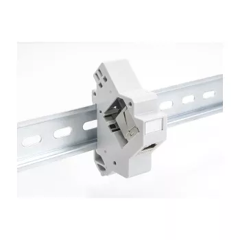 Snap-in Keystone držiak pre DIN lištu DELOCK 67043 — plast, uzemnený, 60×88,2×21,5 mm, sivý