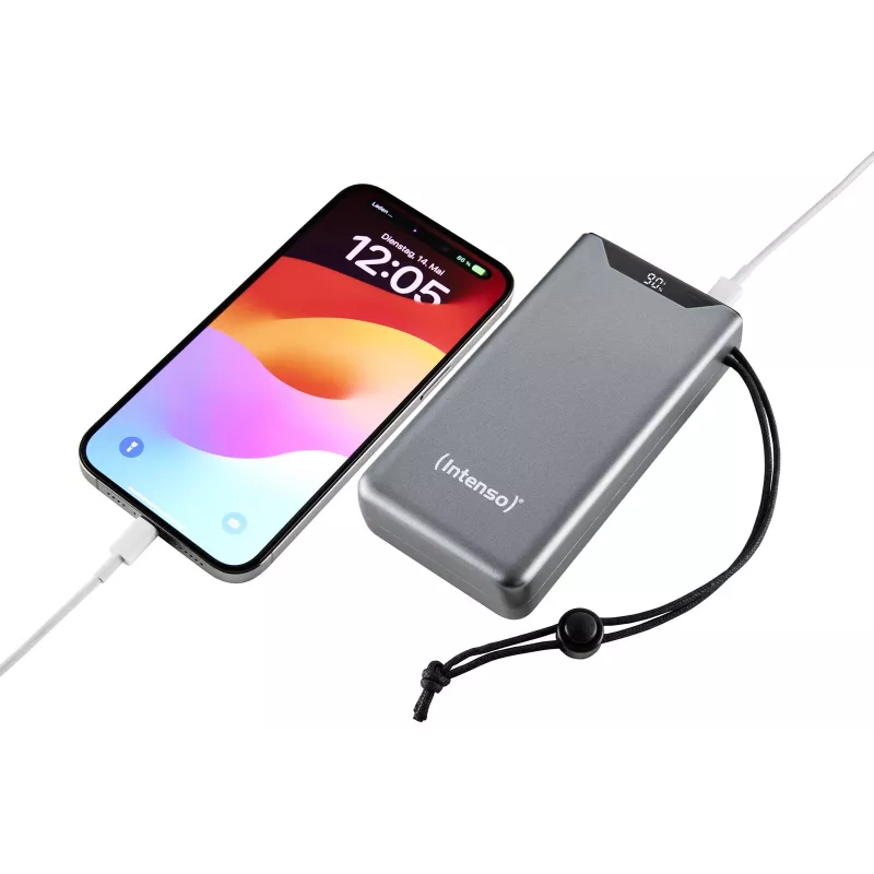 Powerbank INTENSO 7332054 — 20000 mAh, PD 3.0 & QC 3.0, 20 W, USB-A + USB-C, sivá
