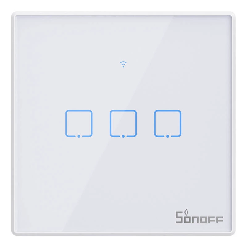 Nástenný inteligentný svetelný vypínač Sonoff T2 EU TX 3-kanál Wi‑Fi + RF 433 ovládanie