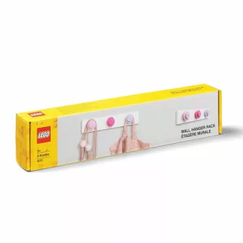 LEGO nástenný vešiak WALL HANGER RACK, 3 háčiky farba gombíkov: svetloružová/ružová/levanduľová, - 1 kus (41110002)