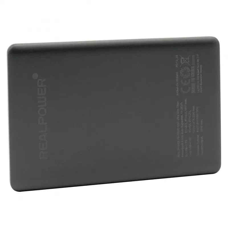 RealPower PB-5000 MAG 5000 mAh bezdrôtové nabíjanie titánová