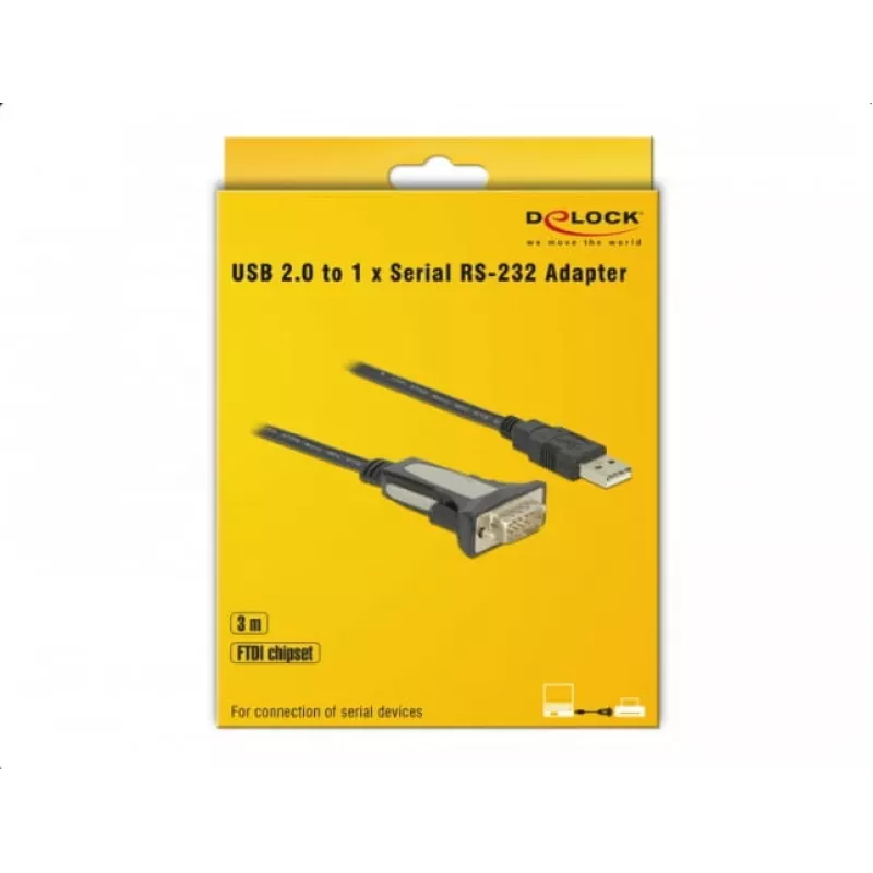 DELOCK adaptér USB 2.0 Type-A na 1 x sériový RS-232 DB9 3 m