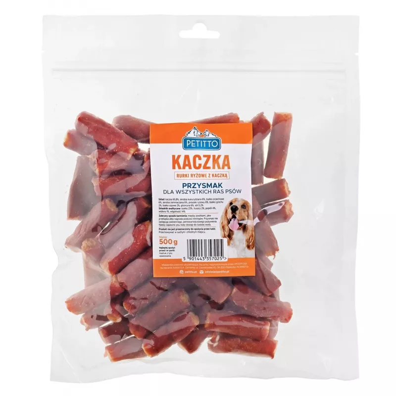 Psie maškrty PETITTO ryžové kosti s kačacím mäsom 500 g