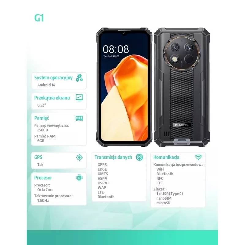 Smartphone Oukitel G1 6,52 palca 6GB/256GB čierna