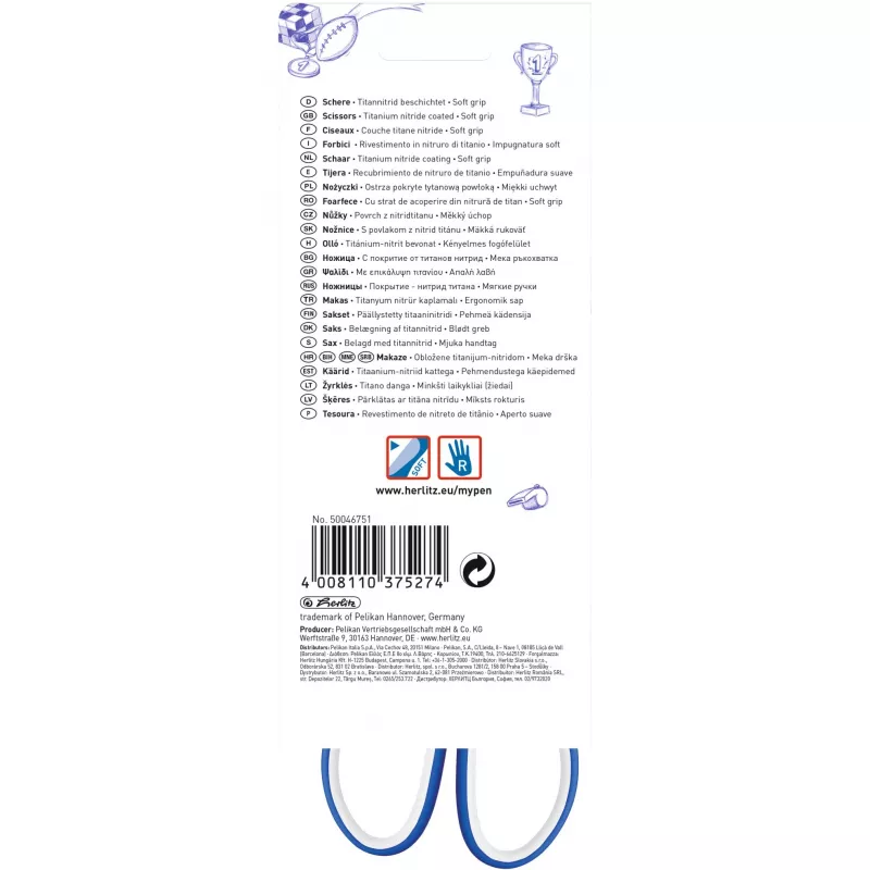 Jednotlivé pero Herlitz my.pen Straight Cut Modrá Biela