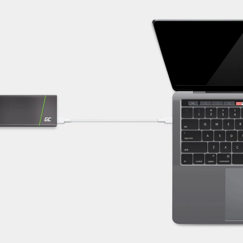 Kábel USB-C na USB-C Green Cell KABGC29W 2 m, USB 3.2 Gen 1, 60 W PD, pletené TPE, biely