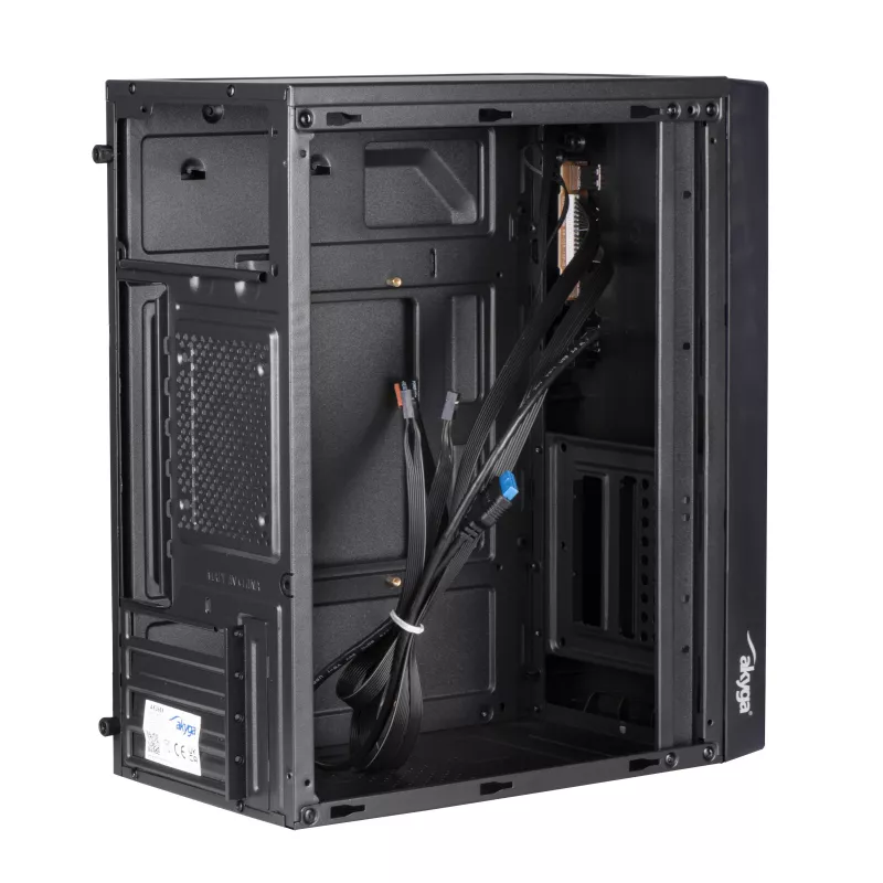 Akyga AK35BK Micro-ATX PC skriňa, Micro ATX / Flex ATX / Mini ITX, 2x USB 2.0, bez napájacieho zdroja, čierna