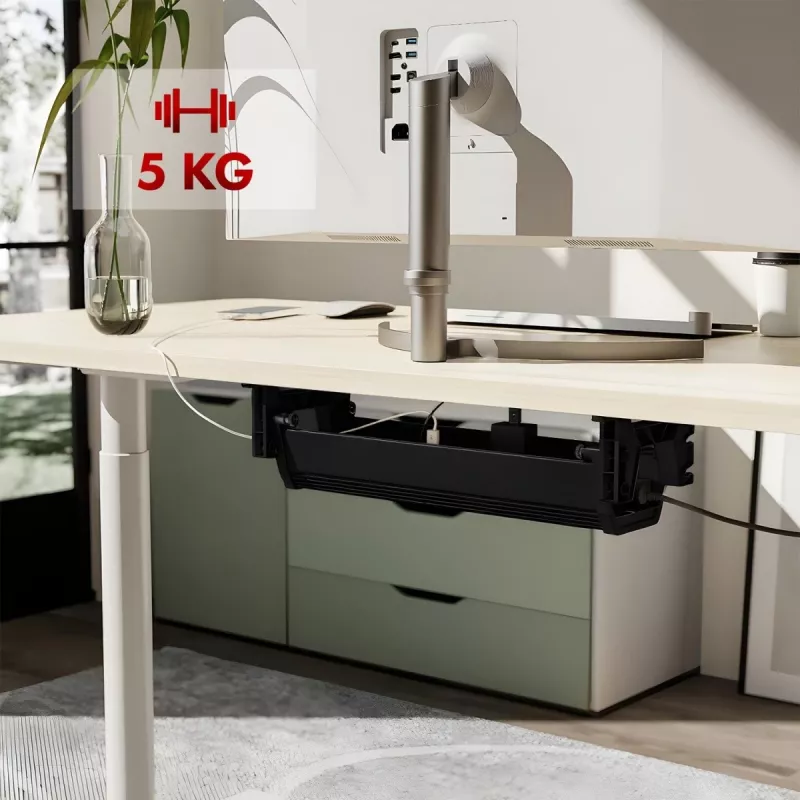 Podstolová káblová vanička MACLEAN MC-106B — čierna, ABS, maximálne zaťaženie 5 kg