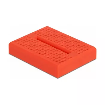 Nepájivé pole DELOCK 18318 – nepájivá plastová prototypová doska, 36 × 46 × 10 mm, červená