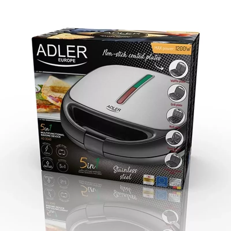 Adler AD 3040 sendvičovač 1200 W čierny, sivý