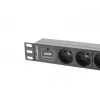 Predlžovacia zásuvka LANBERG PDU-03E-0200-BK — 1HE, 3x Type-E zásuvky, 220–250 V, 16 A, 2 m kábel, čierna