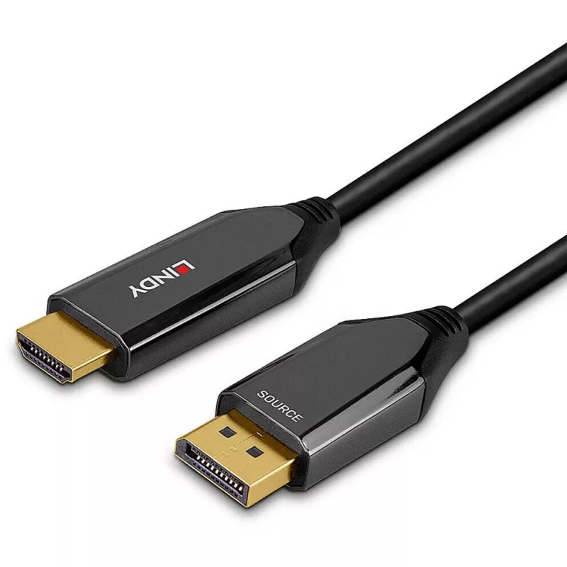 Lindy 3m aktívny DisplayPort 1.4 na HDMI 8K60 kábel, 3 m, DisplayPort, HDMI, konektor samec, konektor samec, rovný