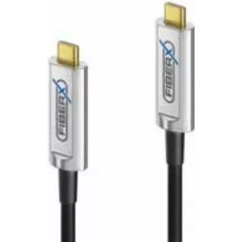 FiberX USB kábel FX-I600-015 15 m USB 3.2 Gen 1 USB-C čierny strieborný