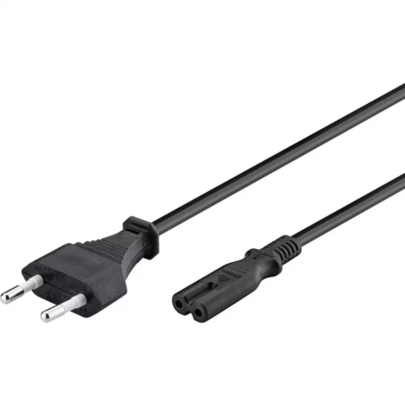Wentronic Goobay Euro Anschlusskabel, 3 m, čierny - Eurostecker (Type-C, CEE 7/16) > Gerätebuchse C7 (95038)