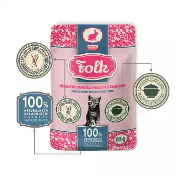 FOLK Kitten jemná králičia delikatesa - mokré krmivo pre mačky - 85g
