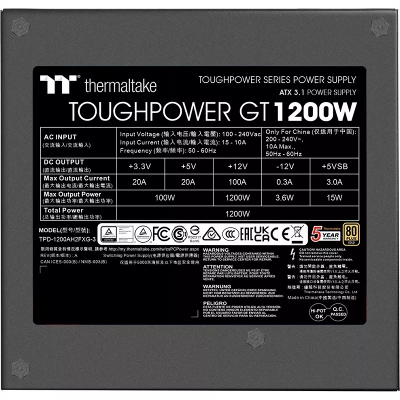 Napájací zdroj Thermaltake Toughpower GT 1200W 24-pin ATX čierny