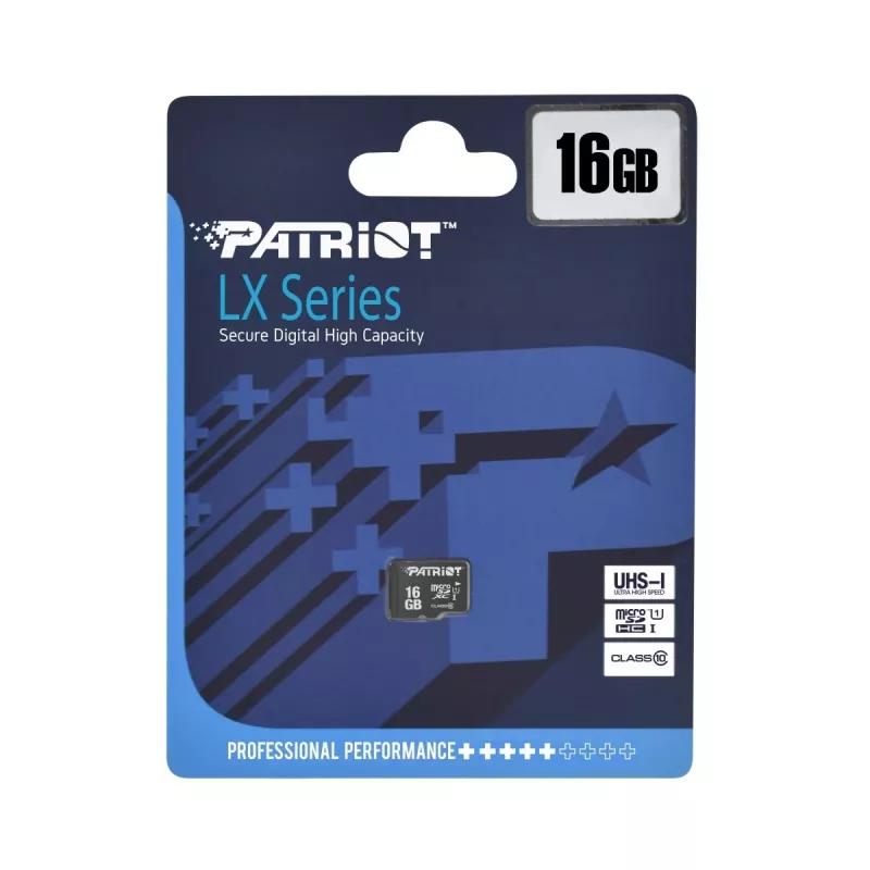 MicroSDHC pamäťová karta PATRIOT PSF16GMDC10 — 16 GB, Class 10, UHS-I (U1), 80 MB/s, čierna