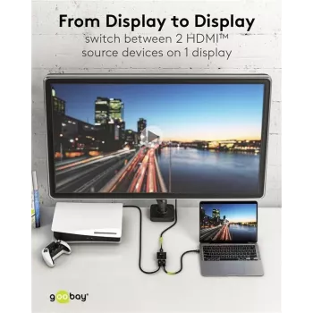 Goobay manuálny HDMI™ prepínač 2 to 1 (4K @ 60 Hz) (58486)