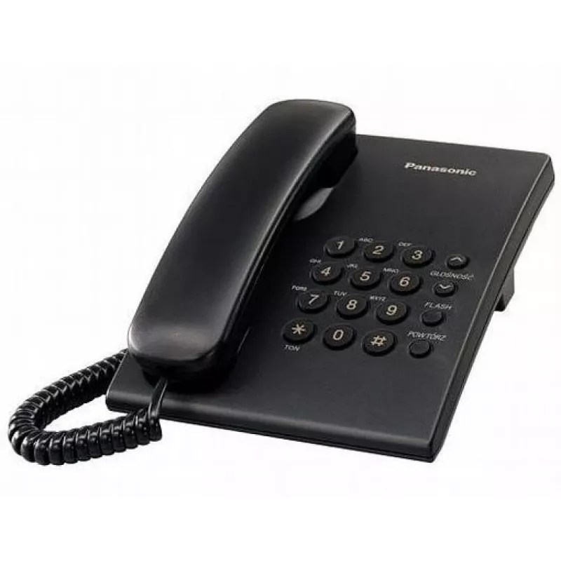 Káblový telefón Panasonic KX-TS500 čierny s identifikáciou volajúceho a hlasitým odposluchom